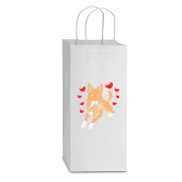 Bedouin Sheepdog T  Shirt Canaan Dog With Stuffed Animal And Hearts T Double Wine Paper Bag - 6 1/2 X 3 1/2 X 12 3/8 | Artistshot