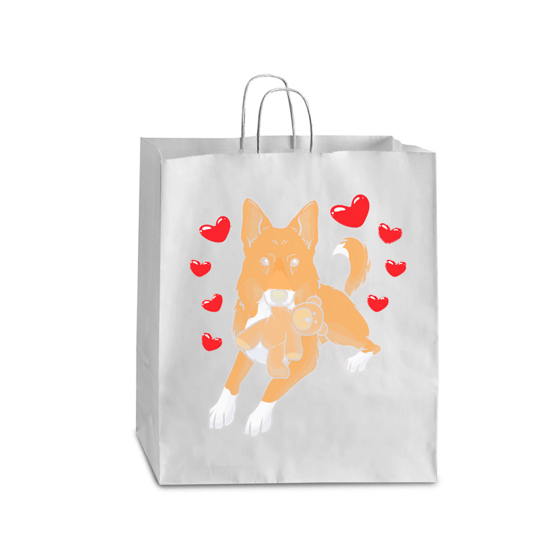 Bedouin Sheepdog T  Shirt Canaan Dog With Stuffed Animal And Hearts T Queen Paper Bag - 16 x 6 x 19 1/4 by theodora67935 | Artistshot