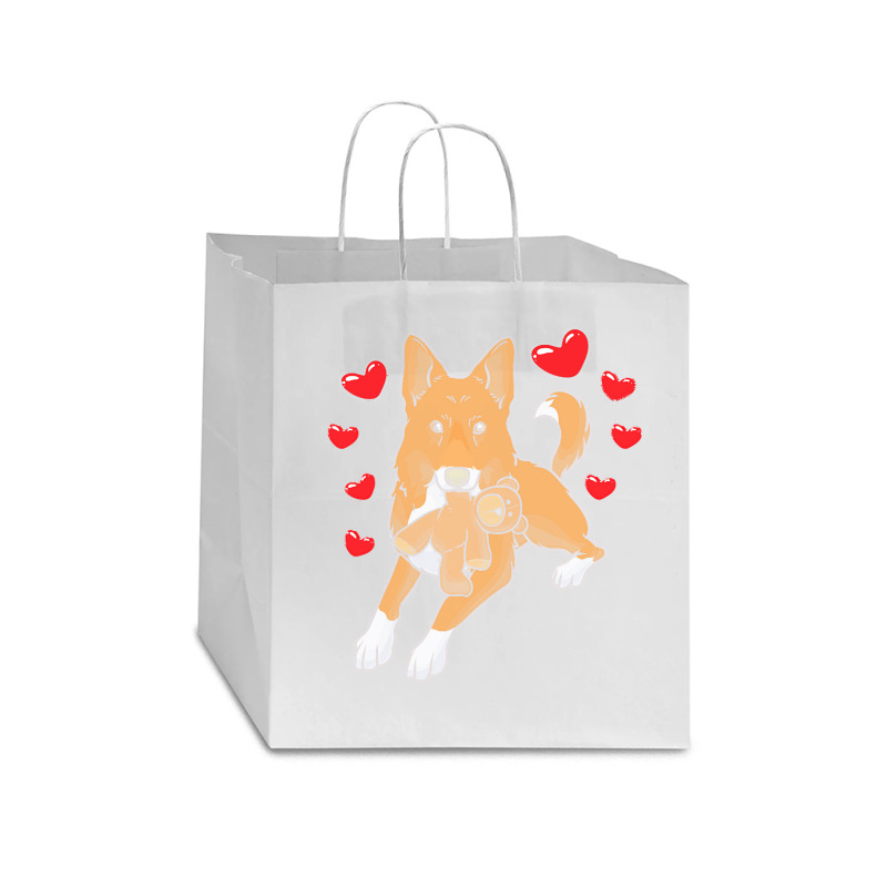 Bedouin Sheepdog T  Shirt Canaan Dog With Stuffed Animal And Hearts T Star Paper Bag - 13 x 7 x 13 by theodora67935 | Artistshot