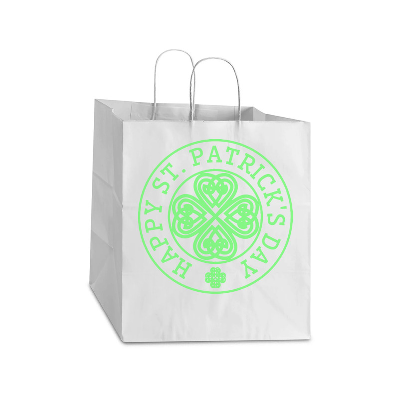 St Patricks Day T  Shirt Happy St Patricks Day Take Out Paper Bag - 14 X 10 X 15 1/2 | Artistshot