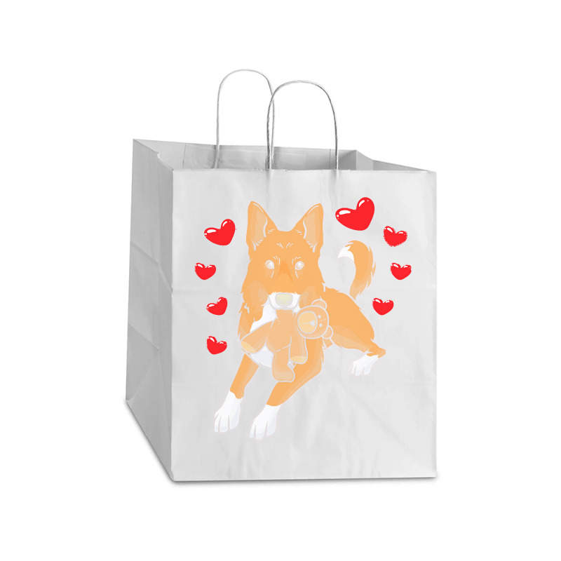 Bedouin Sheepdog T  Shirt Canaan Dog With Stuffed Animal And Hearts T Take out Paper Bag - 14 x 10 x 15 1/2 by theodora67935 | Artistshot