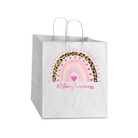 Womens Ostomy Awareness Pink Heart Leopard Rainbow Ostomy Warrior O V Take Out Paper Bag - 14 X 10 X 15 1/2 | Artistshot