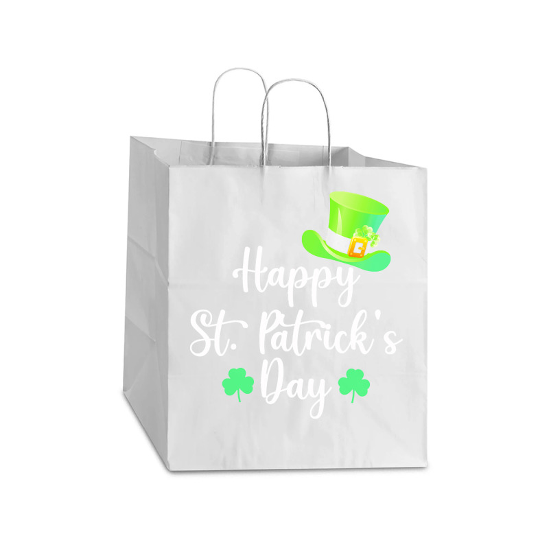 St Patricks Day T  Shirt Happy St. Patrick's Day Green T  Shirt Take Out Paper Bag - 14 X 10 X 15 1/2 | Artistshot