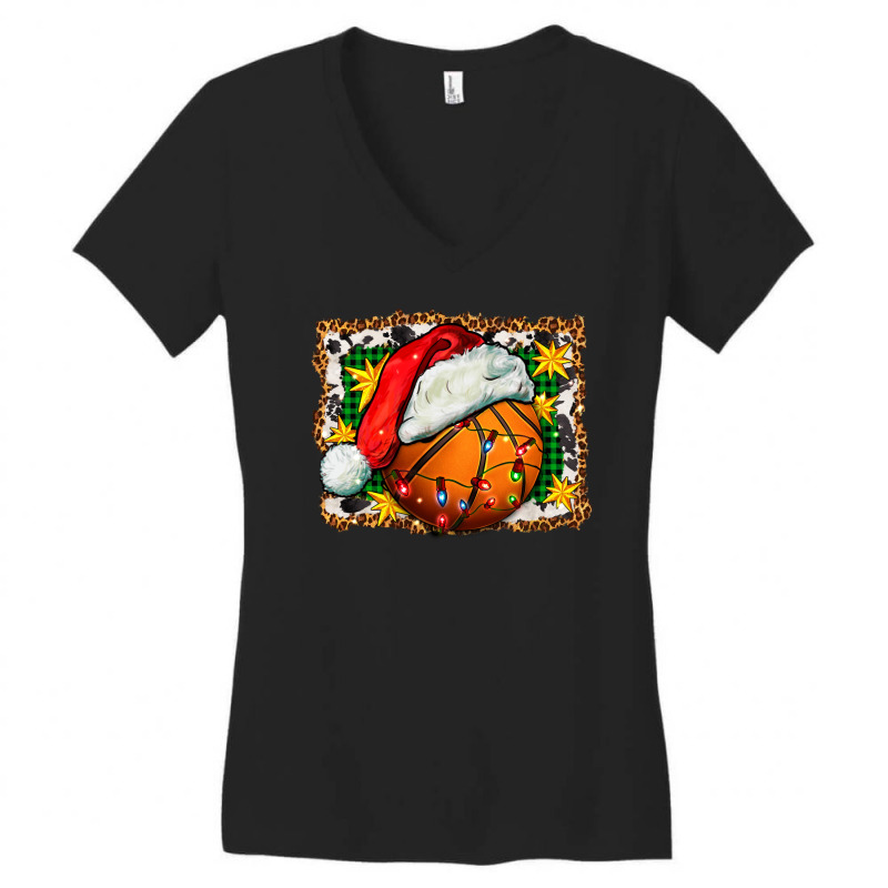 Basketball Christmas Women's V-Neck T-Shirt by FaDigitalArtStudio | Artistshot