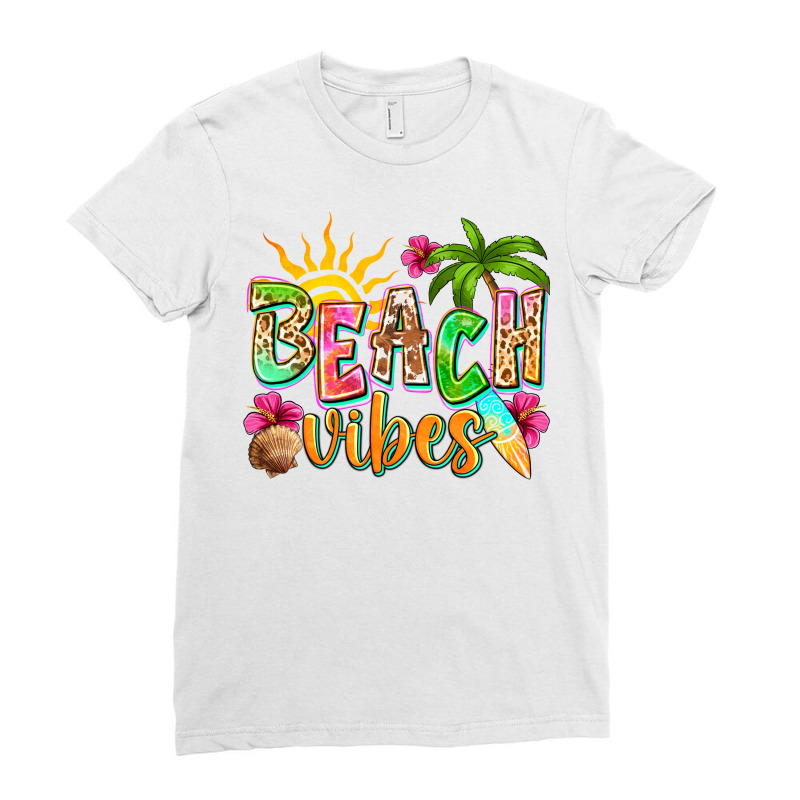 Beach Vibes Ladies Fitted T-Shirt by NancyCooperArtShop | Artistshot