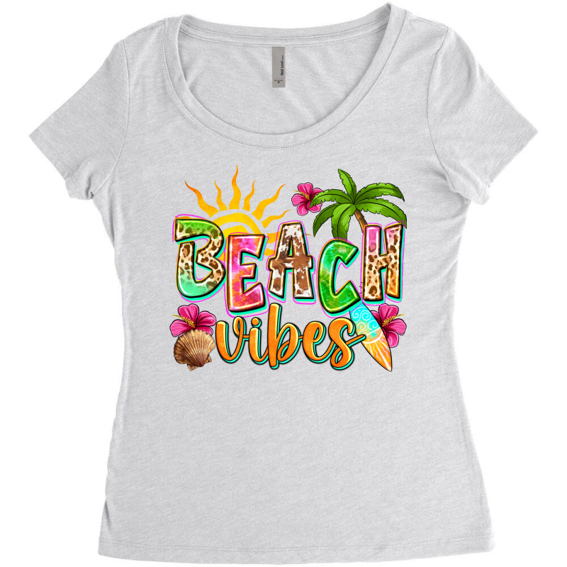 Beach Vibes Women's Triblend Scoop T-shirt by NancyCooperArtShop | Artistshot