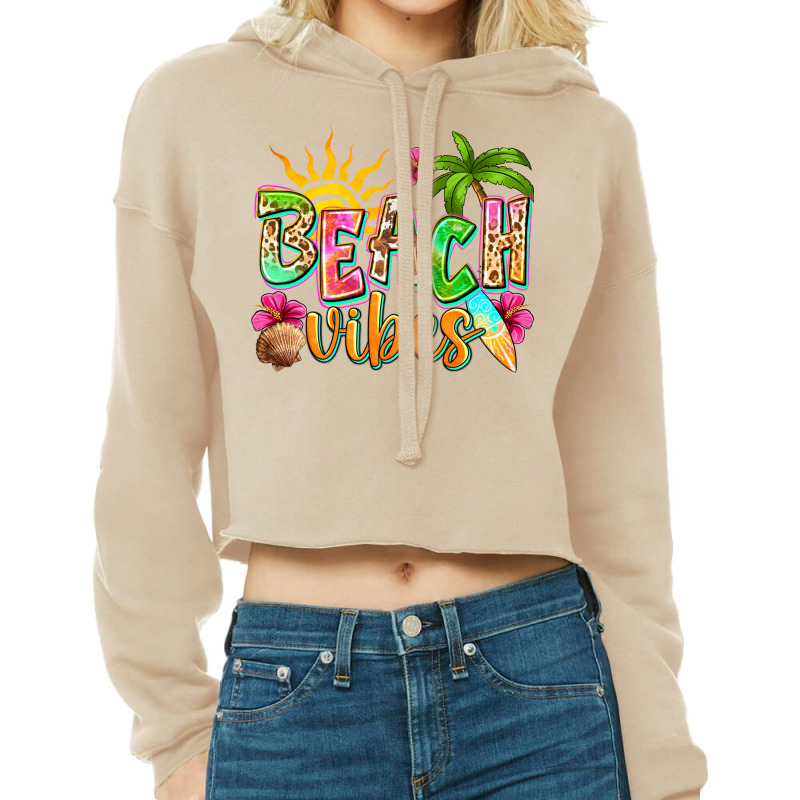 Beach Vibes Cropped Hoodie by NancyCooperArtShop | Artistshot