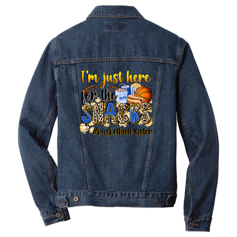 Im Just Here For The Snacks Basketball Sister Men Denim Jacket | Artistshot