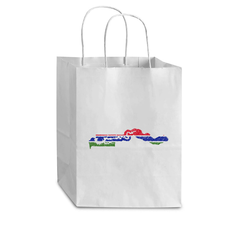 Gambia Flag Map Drawing Line Art Cub Paper Bag - 8 X 4 1/2 X 10 1/4 | Artistshot