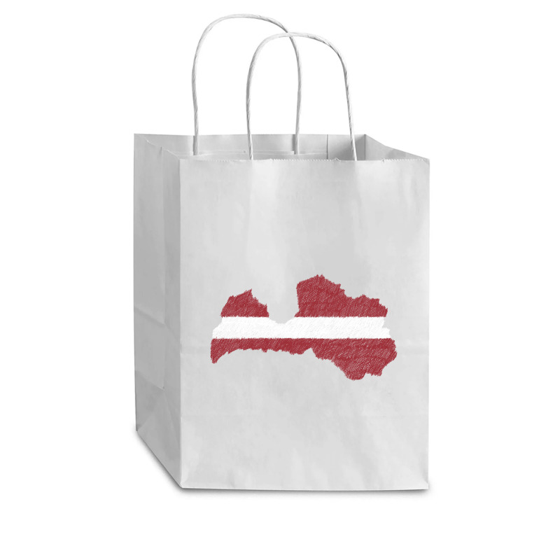 Latvia Map Flag Drawing Line Art Cub Paper Bag - 8 X 4 1/2 X 10 1/4 | Artistshot