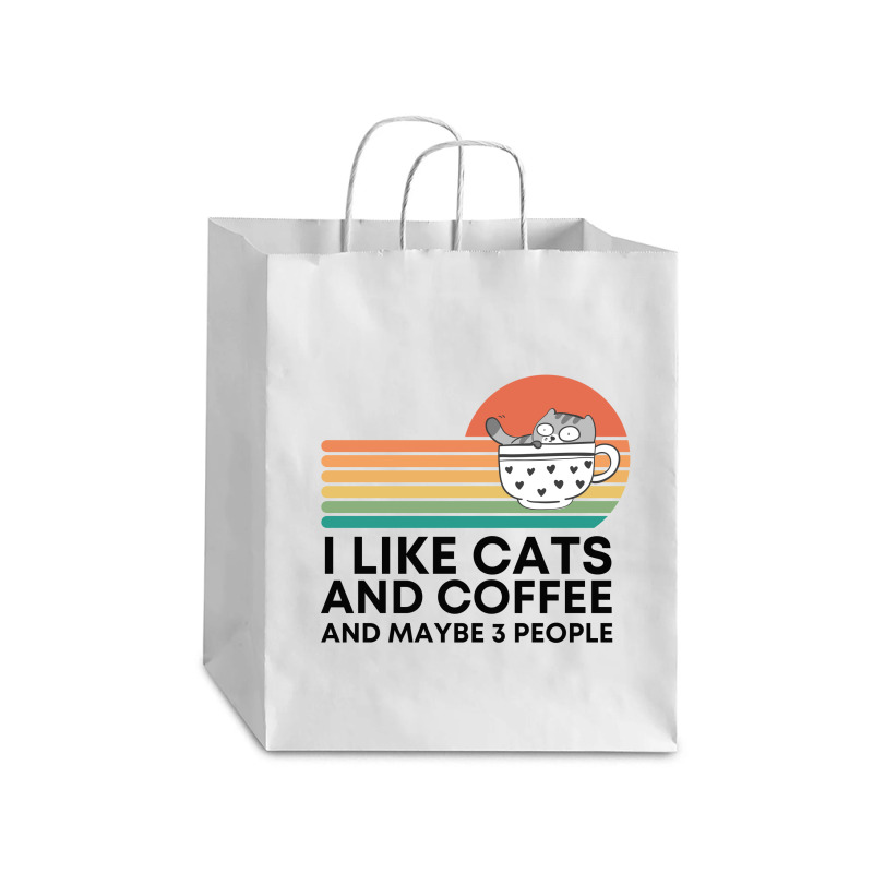 I Like Cats And Coffee And Maybe 3 People Debie Paper Bag - 10 X 5 X 13 | Artistshot