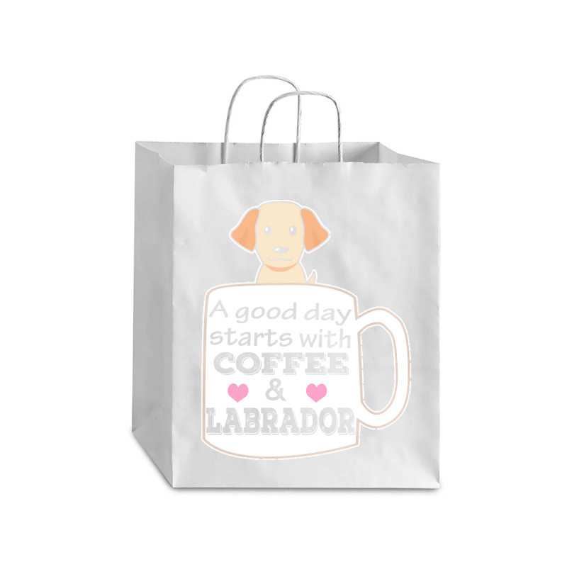 Labrador T Shirta Good Day Starts With Coffee And Labrador, Cute Labra Debie Paper Bag - 10 X 5 X 13 | Artistshot