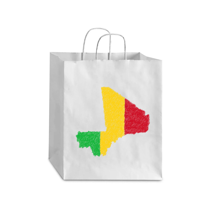 Mali Map Flag Drawing Line Art Debie Paper Bag - 10 X 5 X 13 | Artistshot