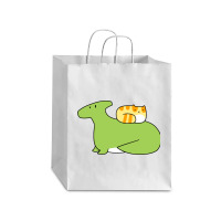 Hadrosaurid And Orange Tabby Cat Debie Paper Bag - 10 X 5 X 13 | Artistshot