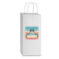 Retro Synthesizer Keyboard Music Producer Cat Lover T Shirt Double Wine Paper Bag - 6 1/2 X 3 1/2 X 12 3/8 | Artistshot