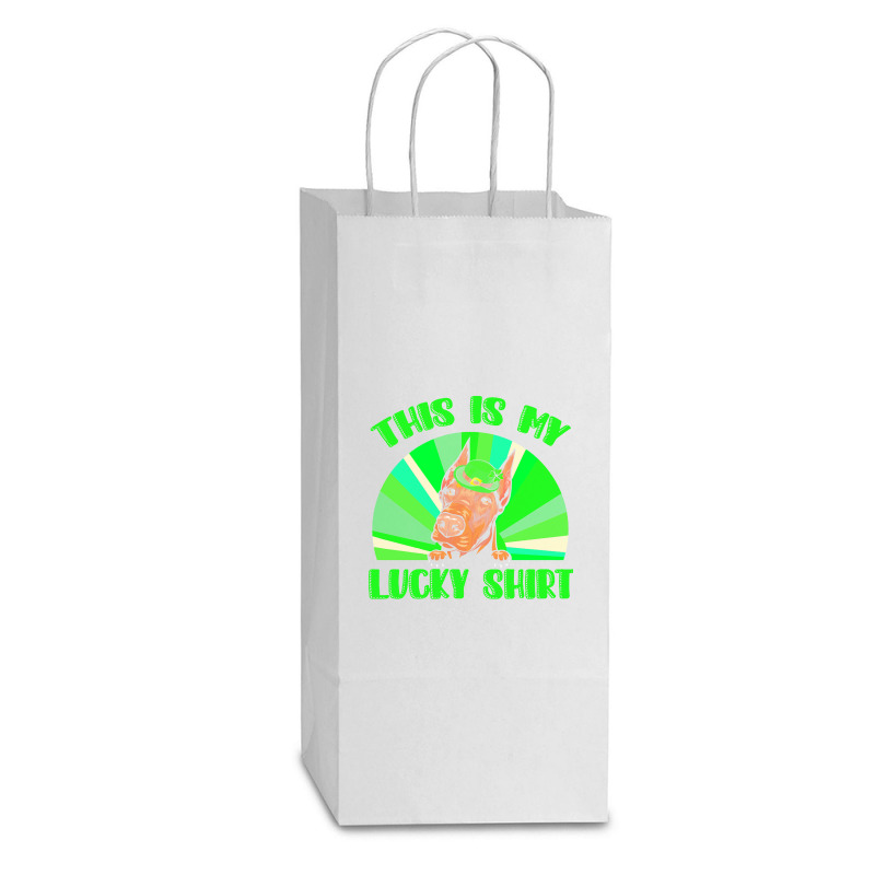 St Patricks Day Gift T  Shirt Doberman Leprechaun St Patricks Day Dog Double Wine Paper Bag - 6 1/2 X 3 1/2 X 12 3/8 | Artistshot