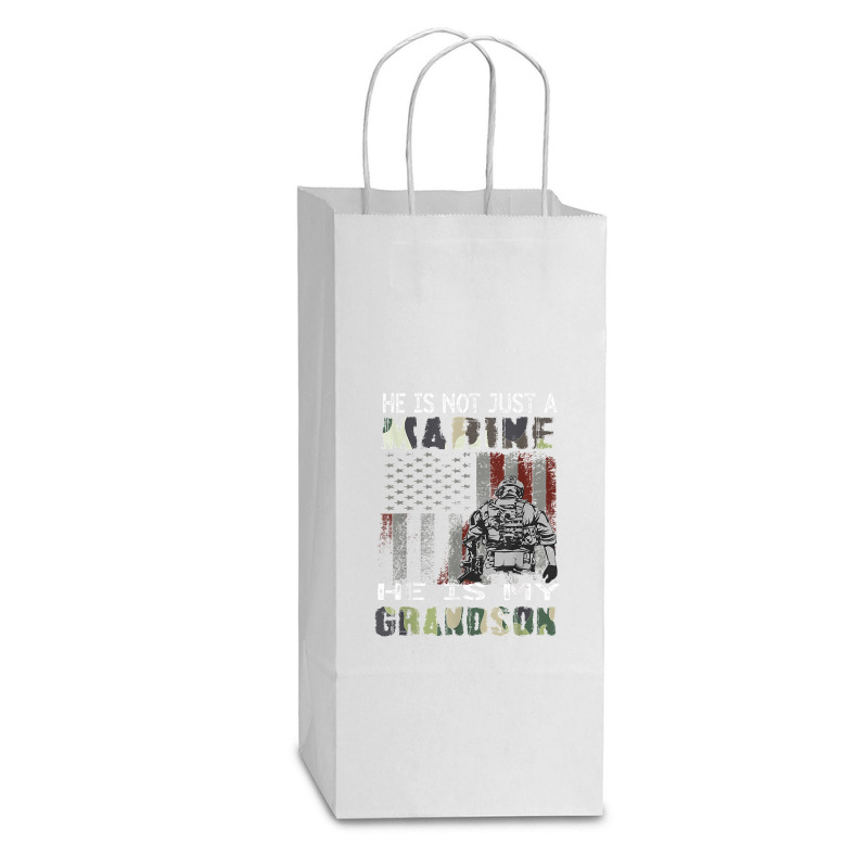 Proud Of My Grandson Is A Marine Shirt Proud Grandma Grandpa T Shirt Double Wine Paper Bag - 6 1/2 X 3 1/2 X 12 3/8 | Artistshot