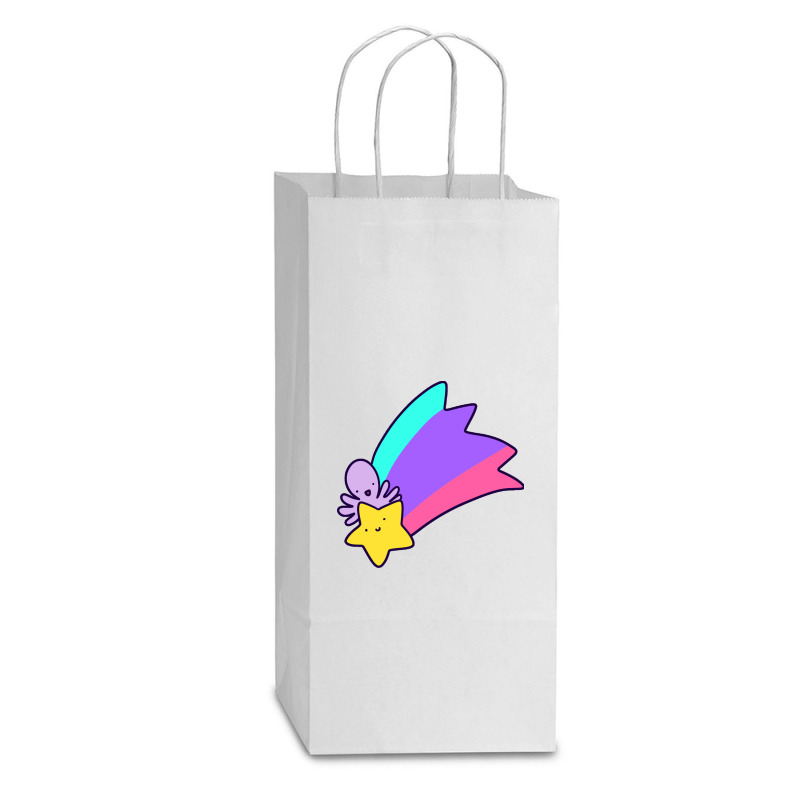 Rainbow Shooting Star Octopus Double Wine Paper Bag - 6 1/2 X 3 1/2 X 12 3/8 | Artistshot