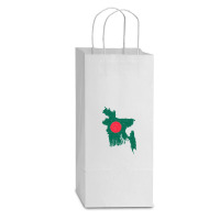 Bangladesh Map Flag Drawing Line Art Double Wine Paper Bag - 6 1/2 X 3 1/2 X 12 3/8 | Artistshot