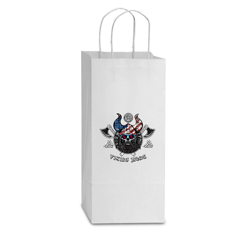 American Viking With Skull Helmet And Runes Double Wine Paper Bag - 6 1/2 X 3 1/2 X 12 3/8 | Artistshot