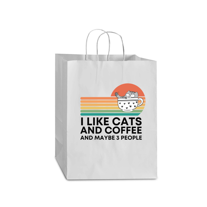 I Like Cats And Coffee And Maybe 3 People Mart Paper Bag -13 X 7 X 17 | Artistshot