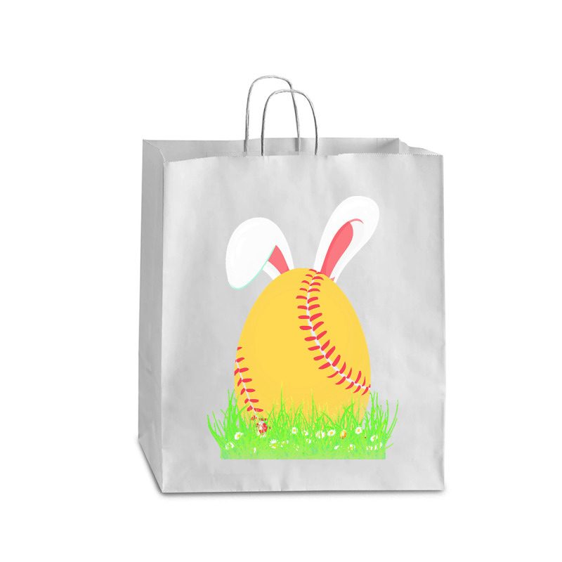 Easter Day T  Shirt Cute Easter Softball Bunny Ears Egg Bunny Lover Gi Queen Paper Bag - 16 x 6 x 19 1/4 by dana9597 | Artistshot