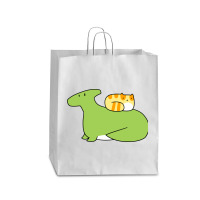 Hadrosaurid And Orange Tabby Cat Queen Paper Bag - 16 X 6 X 19 1/4 | Artistshot