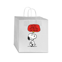 Peanuts Best Things In Life Are Free Star Paper Bag - 13 X 7 X 13 | Artistshot