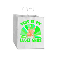 St Patricks Day Gift T  Shirt Doberman Leprechaun St Patricks Day Dog Take Out Paper Bag - 14 X 10 X 15 1/2 | Artistshot