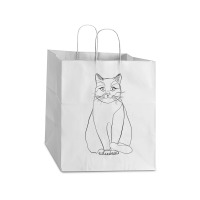 Sitting Cat Line Art Take Out Paper Bag - 14 X 10 X 15 1/2 | Artistshot