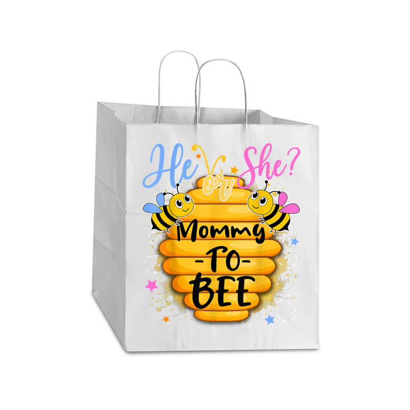 He Or She Mommy To Bee Gender Reveal Bee Lovers T Shirt Take Out Paper Bag - 14 X 10 X 15 1/2 | Artistshot