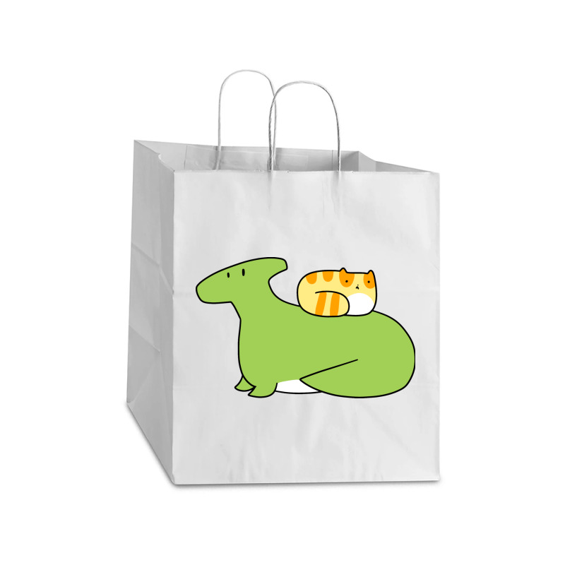 Hadrosaurid And Orange Tabby Cat Take Out Paper Bag - 14 X 10 X 15 1/2 | Artistshot