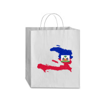 Haiti Map Flag Drawing Line Art Traveler Paper Bag -13 X 6 X 15 3/4 | Artistshot