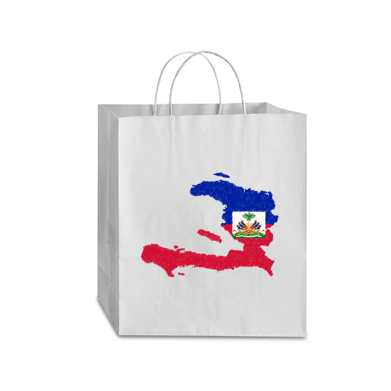 Haiti Map Flag Drawing Line Art Traveler Paper Bag -13 X 6 X 15 3/4 | Artistshot