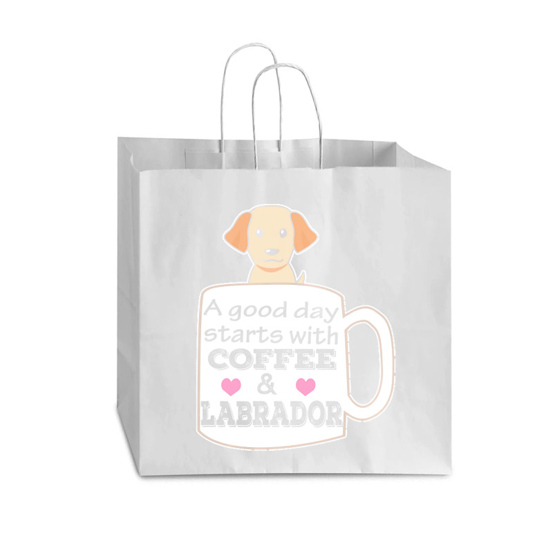 Labrador T Shirta Good Day Starts With Coffee And Labrador, Cute Labra Vogue Paper Bag - 16 X 6 X 12 | Artistshot