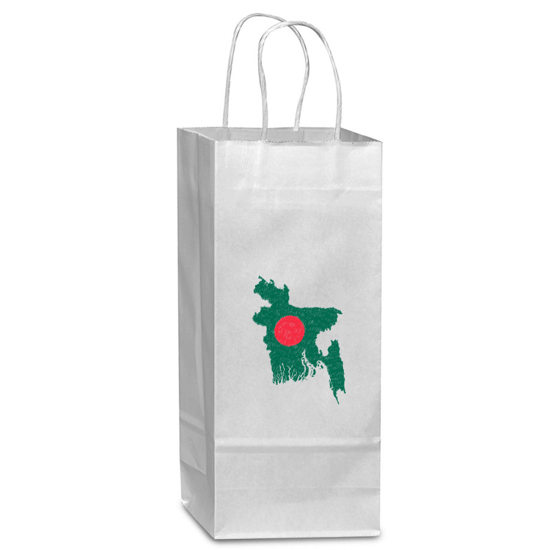 Bangladesh Map Flag Drawing Line Art Wine Paper Bag - 5 1/2 X 3 1/4 X 13 | Artistshot