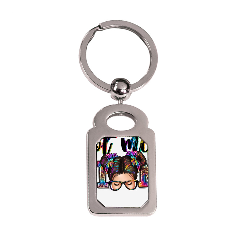 Mess Mini Messy Bun Silver Rectangle Keychain | Artistshot