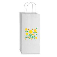 Honey Bee Cartoon On Sunflower Pattern Double Wine Paper Bag - 6 1/2 X 3 1/2 X 12 3/8 | Artistshot