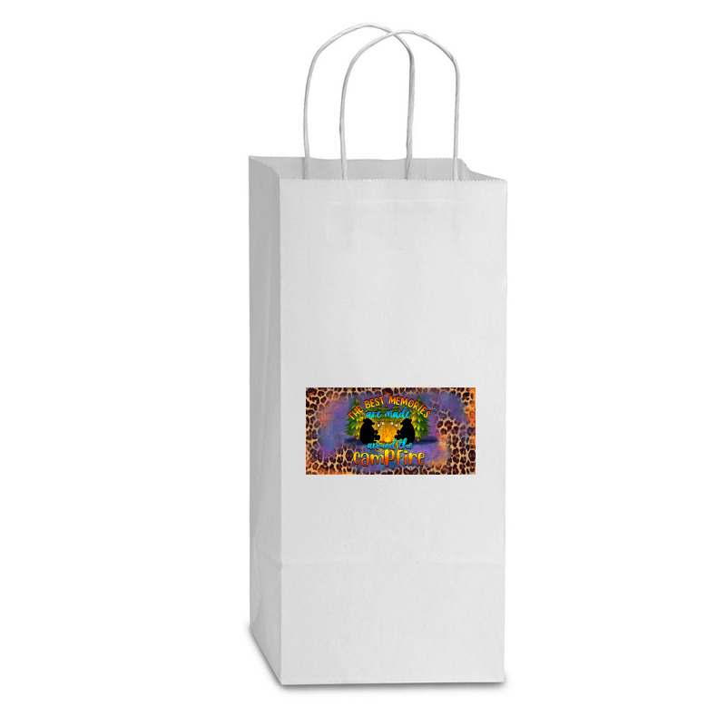 The Best Memories Are Made Around The Campfire Camping License Plate Double Wine Paper Bag - 6 1/2 X 3 1/2 X 12 3/8 | Artistshot