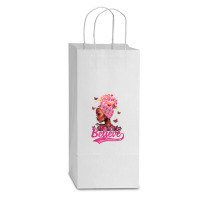 Breast Cancer Awareness Black Woman Warrior Support Believe Double Wine Paper Bag - 6 1/2 X 3 1/2 X 12 3/8 | Artistshot