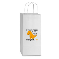 T Rex Clap Your Hands Classic Double Wine Paper Bag - 6 1/2 X 3 1/2 X 12 3/8 | Artistshot