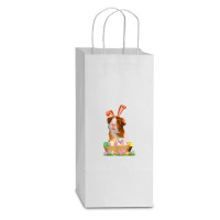 Funny Guinea Pig With Cute Bunny Ears Easter Day Eggs Basket Double Wine Paper Bag - 6 1/2 X 3 1/2 X 12 3/8 | Artistshot