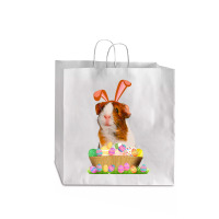 Funny Guinea Pig With Cute Bunny Ears Easter Day Eggs Basket Jumbo Paper Bag - 18 X 7 X 18 3/4 | Artistshot