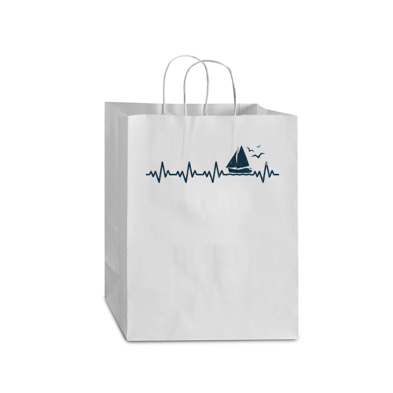 Heartbeat Sailing Boat Captain Pulse Funny Sailor Boating Lover Gift Mart Paper Bag -13 X 7 X 17 | Artistshot