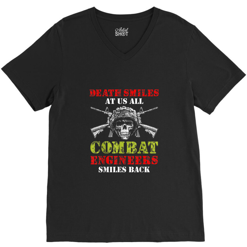 Combat Engineer Smiles Usa Military Sapper 2 V-Neck Tee by Tiktify | Artistshot