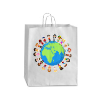 Earth Day Children Around The World Environmentalist T Shirt Queen Paper Bag - 16 X 6 X 19 1/4 | Artistshot