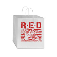 Red Friday Remember Everyone Deployed Vintage American Flag Us Solder Star Paper Bag - 13 X 7 X 13 | Artistshot