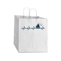 Heartbeat Sailing Boat Captain Pulse Funny Sailor Boating Lover Gift Take Out Paper Bag - 14 X 10 X 15 1/2 | Artistshot