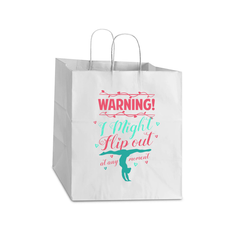 Warning! I Might Flip Out At Any Moment Funny Gymnast Girl Take Out Paper Bag - 14 X 10 X 15 1/2 | Artistshot