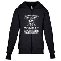 Death Smiles At Us All Combat Engineers Smile Back Veteran Premium Youth Zipper Hoodie | Artistshot